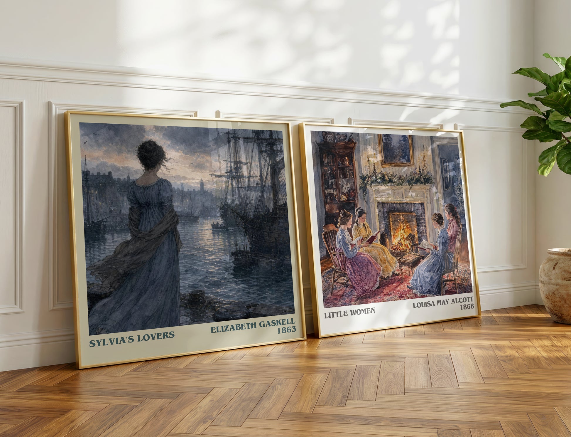 Sylvia'S Lovers literary print on bookshelf – Elizabeth Gaskell fan gift