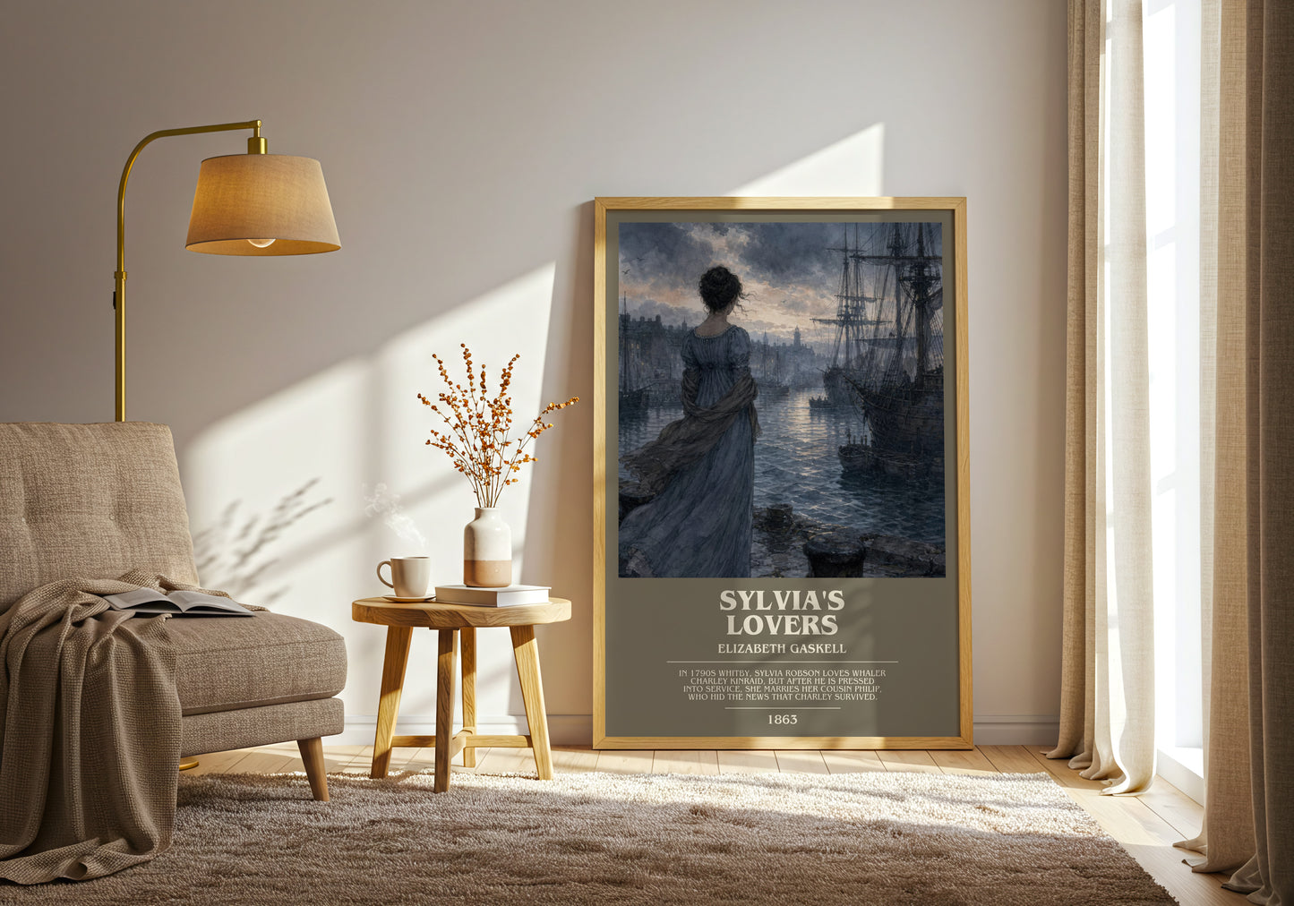 Sylvia'S Lovers bookish print on bookshelf – Elizabeth Gaskell fan gift
