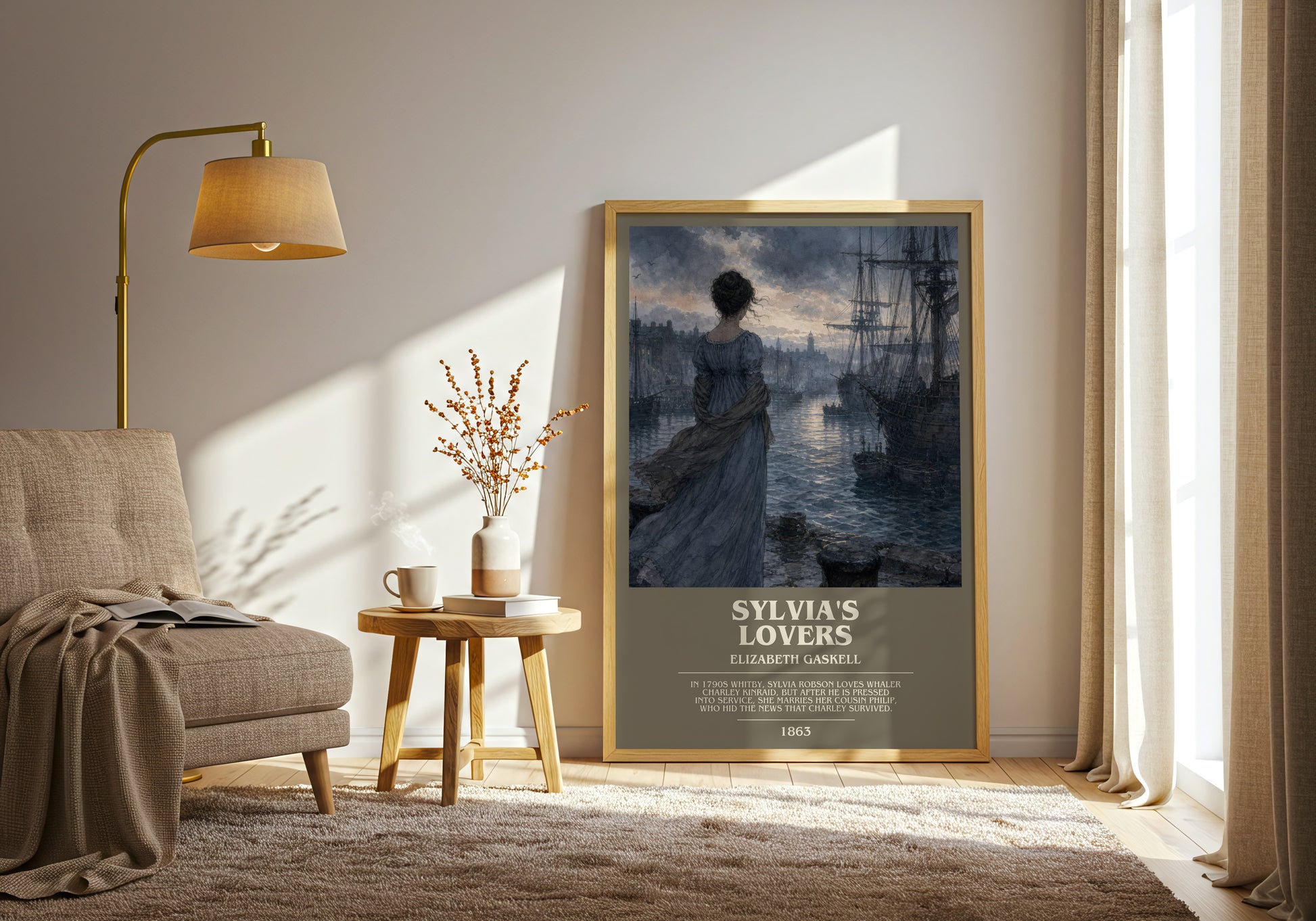 Sylvia'S Lovers bookish print on bookshelf – Elizabeth Gaskell fan gift