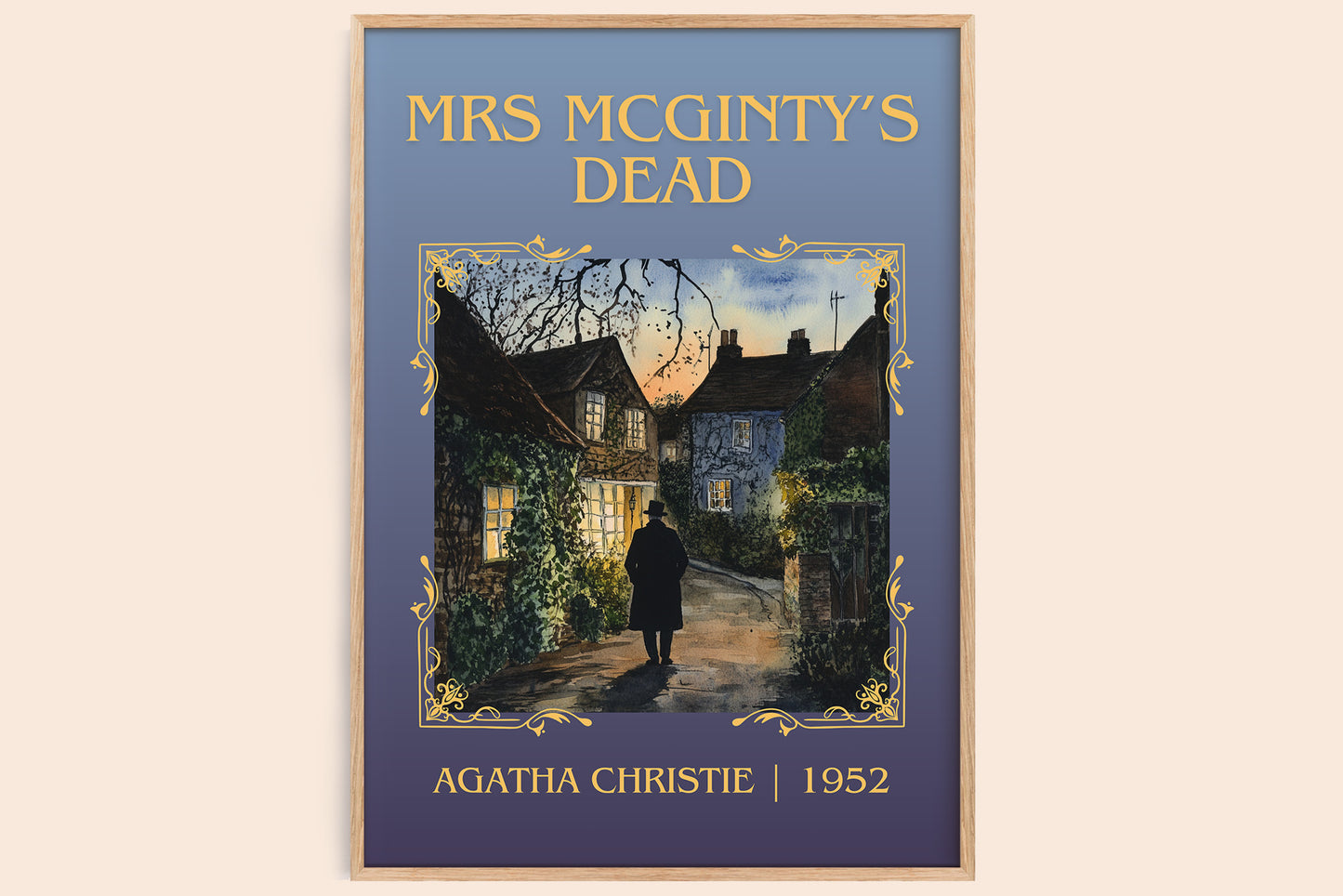 Mrs McGinty's Dead classic book art book poster by Agatha Christie – framed literary art print
