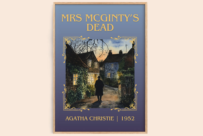 Mrs McGinty's Dead classic book art book poster by Agatha Christie – framed literary art print