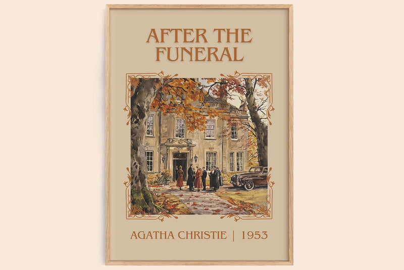 After the Funeral classic book art book poster by Agatha Christie – framed literary art print