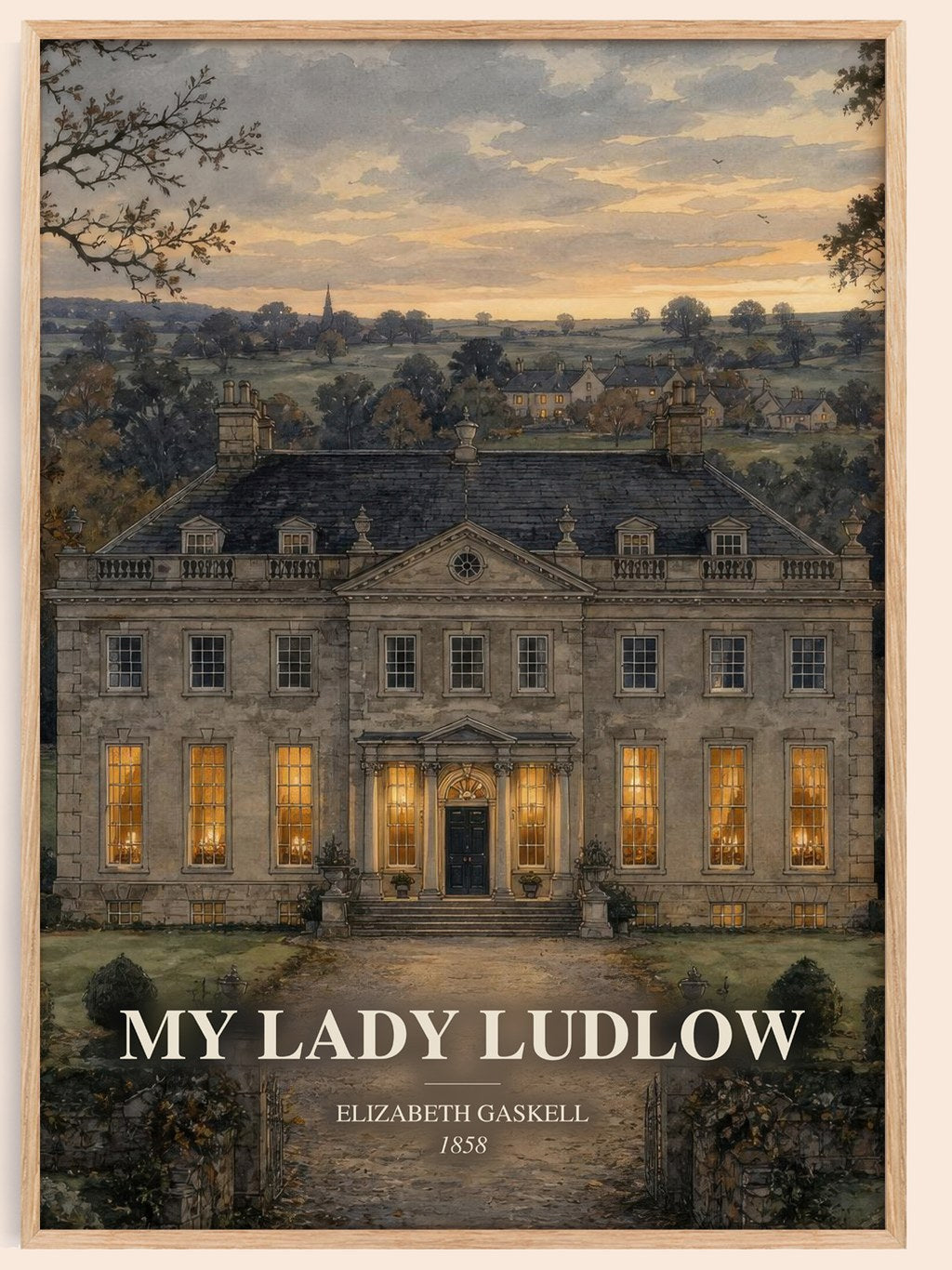 My Lady Ludlow watercolour book poster by Elizabeth Gaskell – framed literary art print