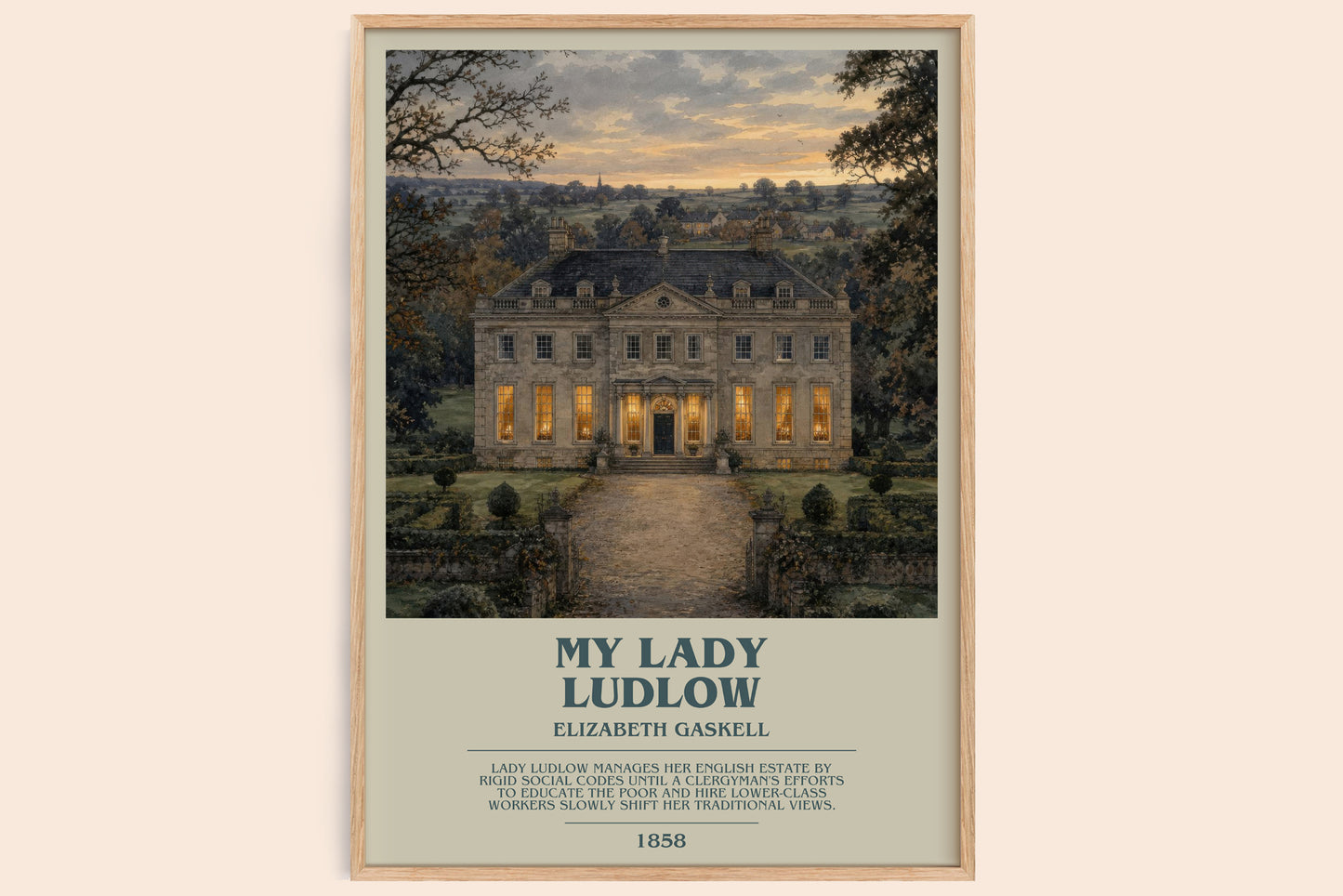 My Lady Ludlow bookish book poster by Elizabeth Gaskell – framed literary art print