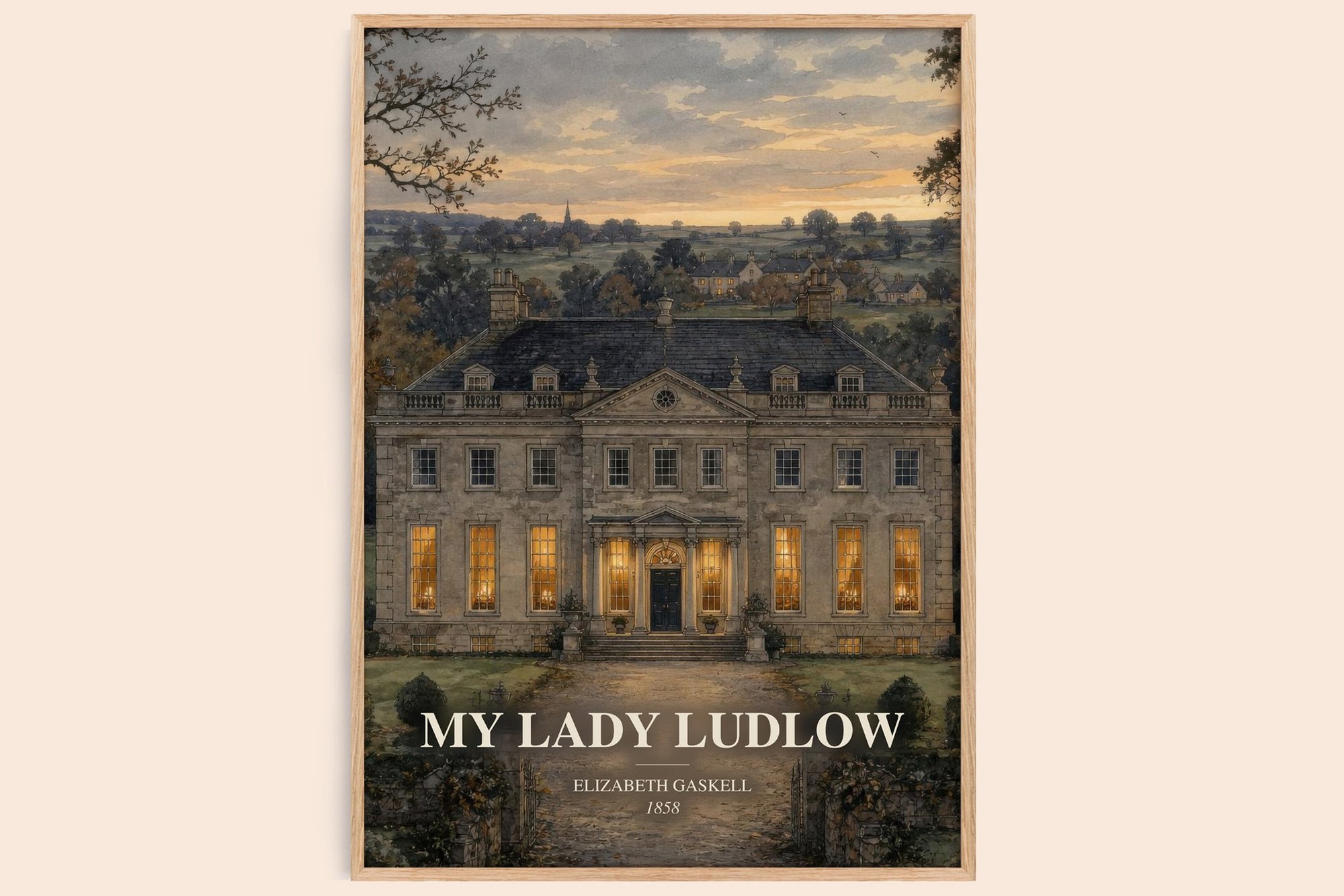 My Lady Ludlow watercolour book poster by Elizabeth Gaskell – framed literary art print