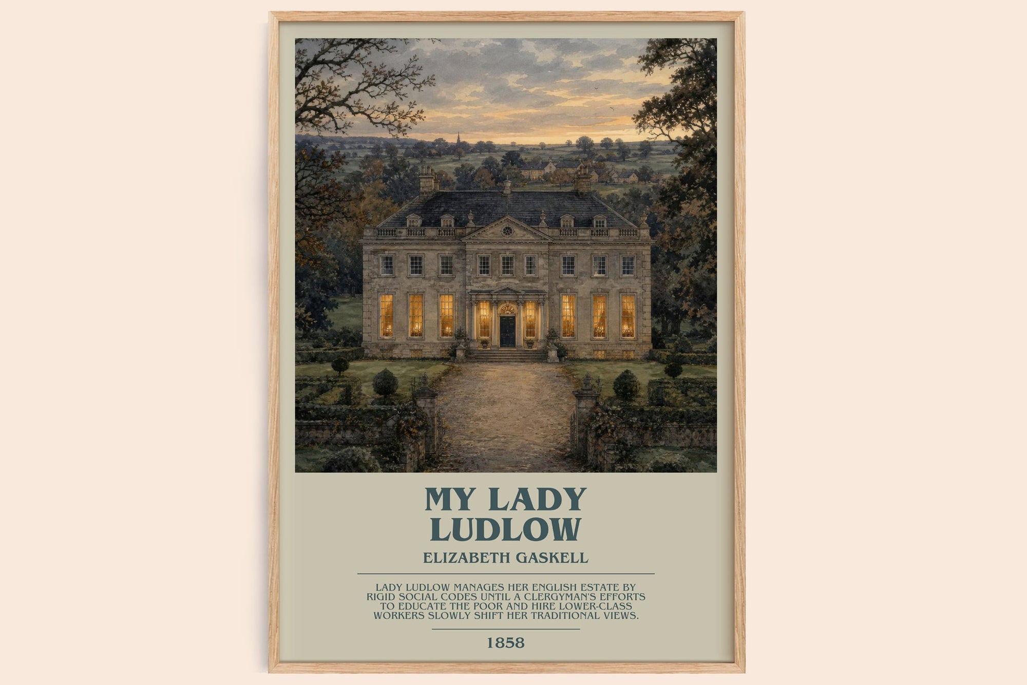 My Lady Ludlow bookish book poster by Elizabeth Gaskell – framed literary art print