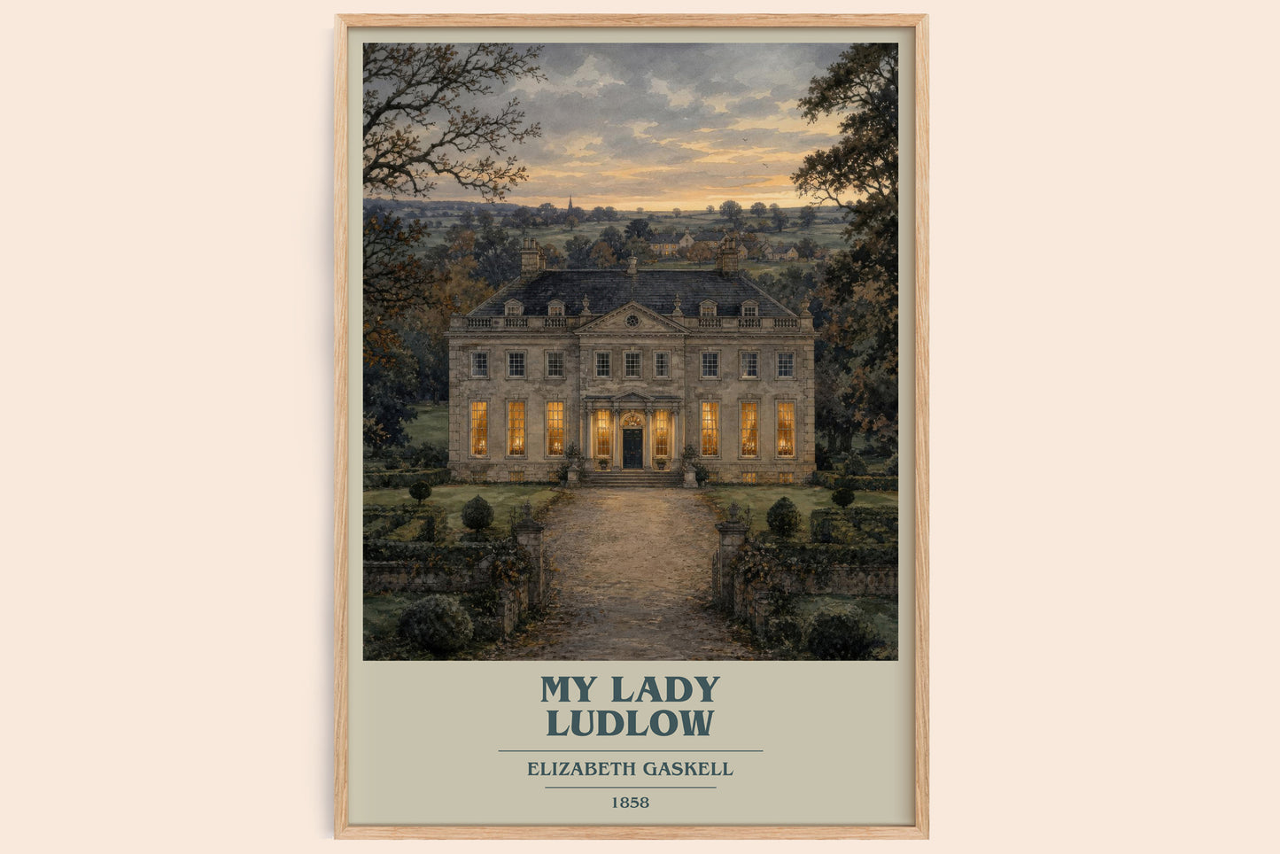 My Lady Ludlow book cover book poster by Elizabeth Gaskell – framed literary art print