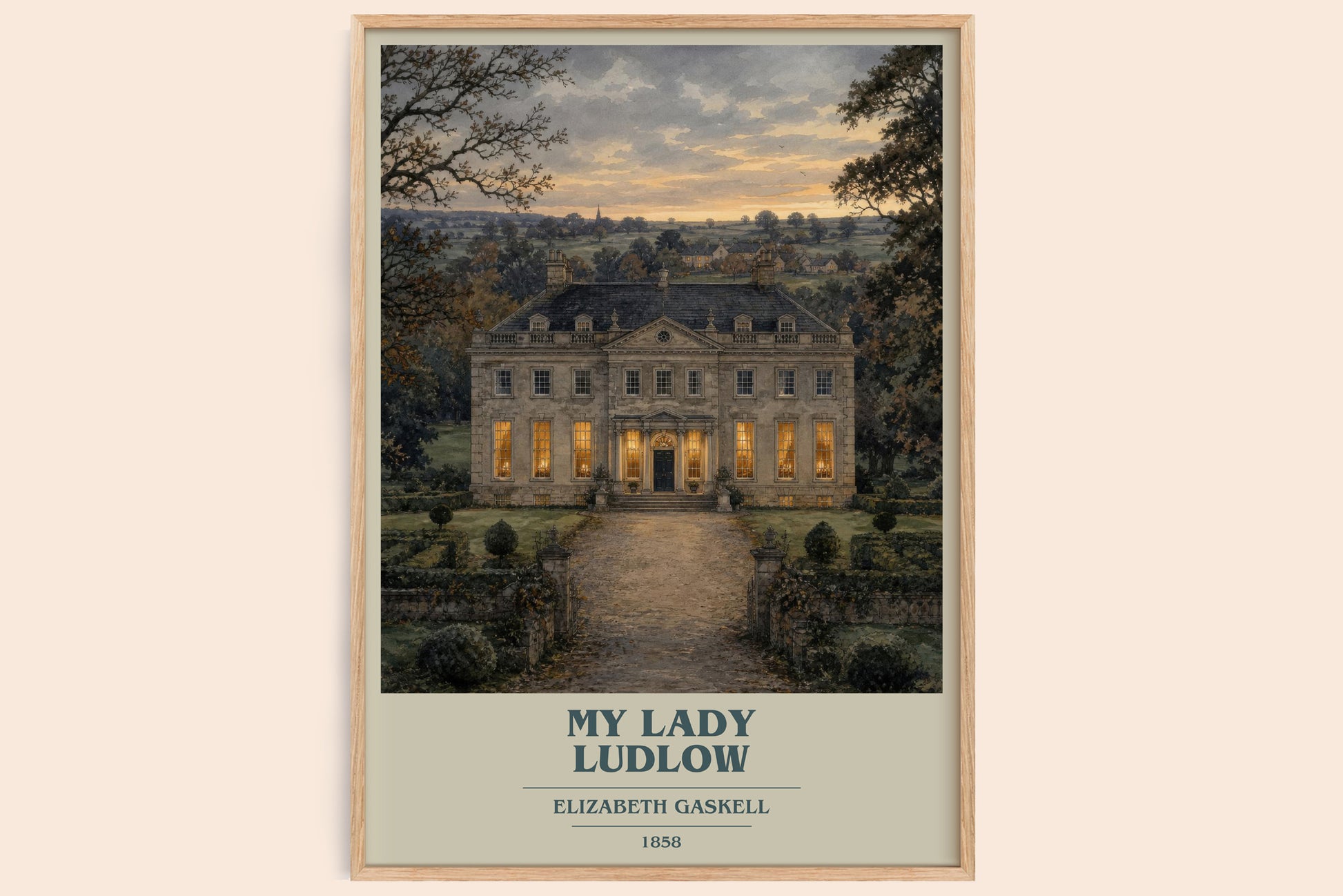 My Lady Ludlow book cover book poster by Elizabeth Gaskell – framed literary art print