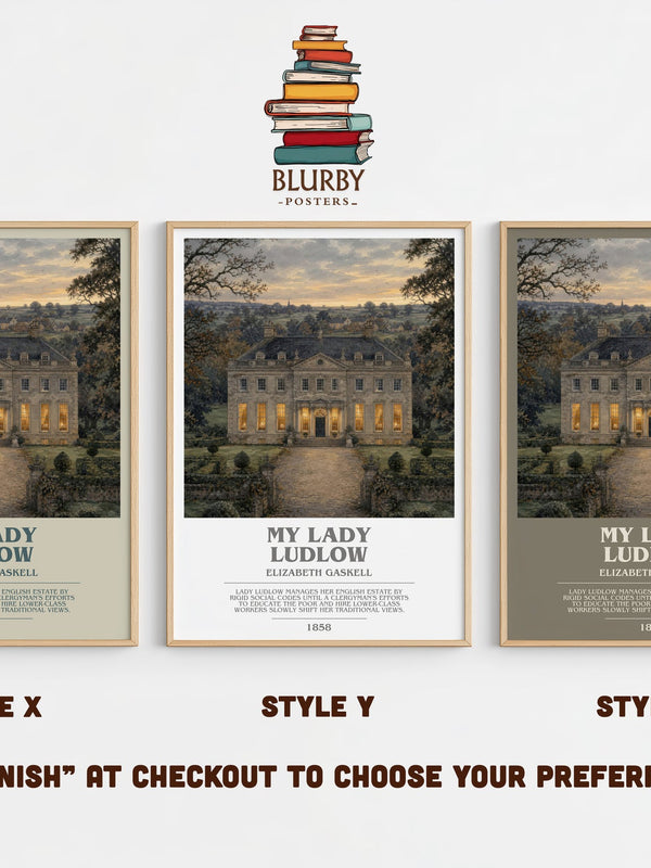 My Lady Ludlow bookish print in frame leaning in hallway – classic literature wall art