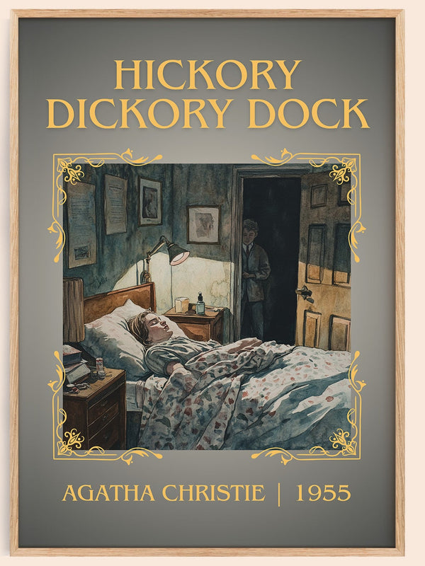 Hickory Dickory Dock classic book art book poster by Agatha Christie – framed literary art print