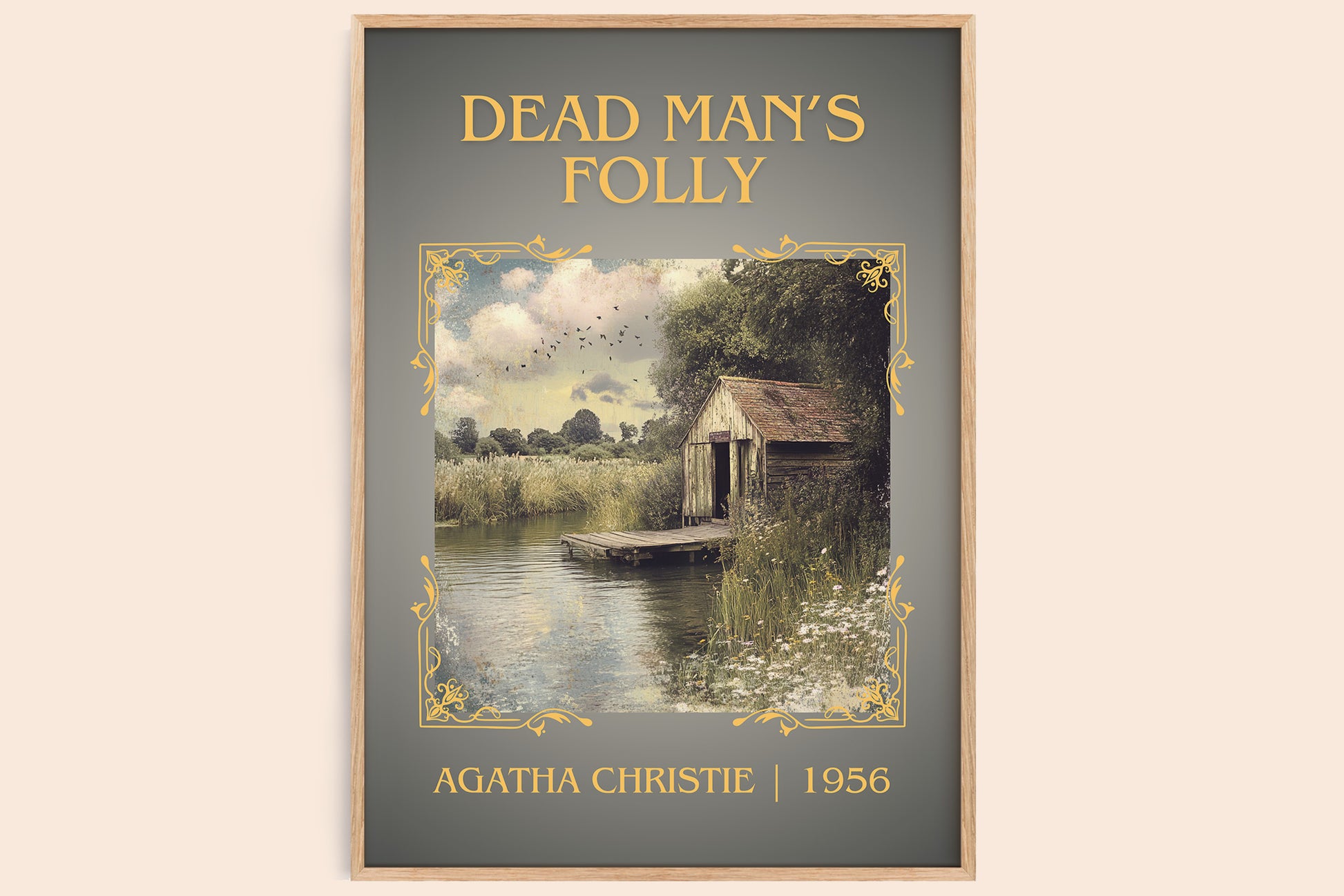 Dead Man's Folly classic book art book poster by Agatha Christie – framed literary art print
