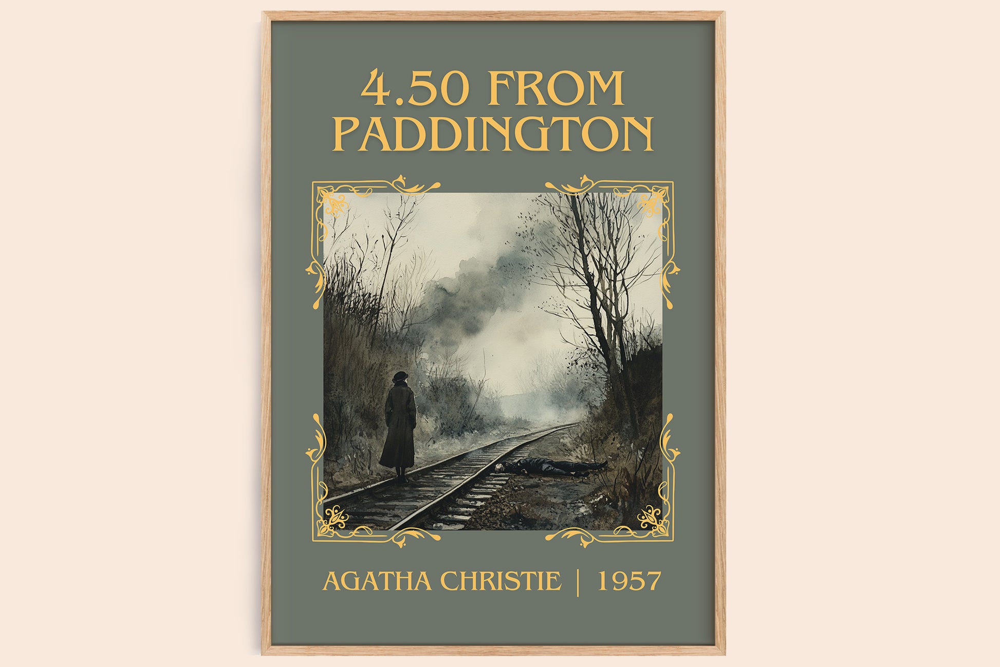 4.50 from Paddington classic book art book poster by Agatha Christie – framed literary art print