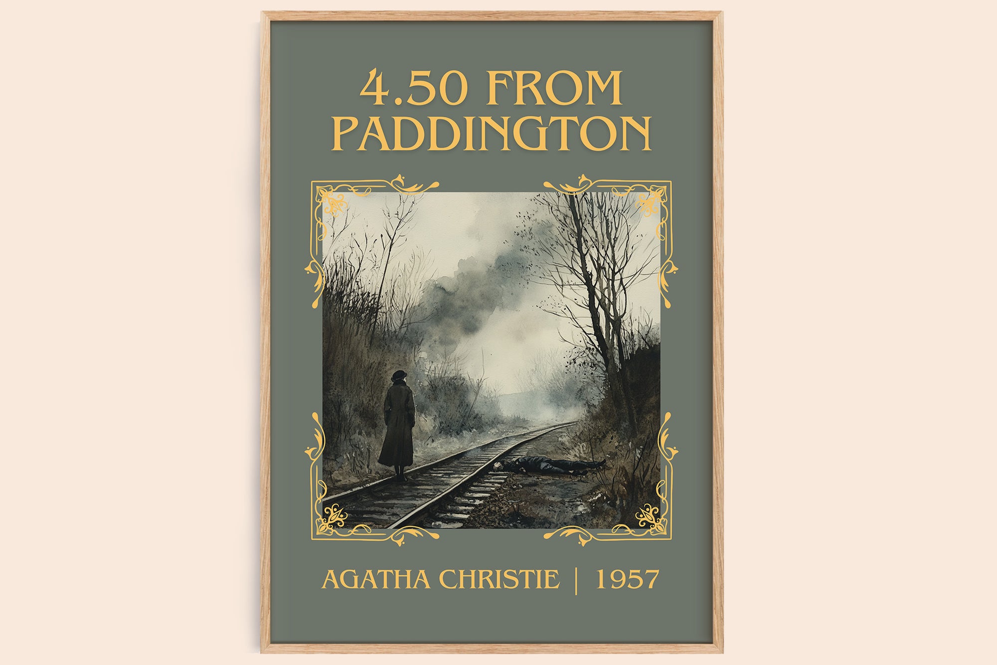4.50 from Paddington classic book art book poster by Agatha Christie – framed literary art print