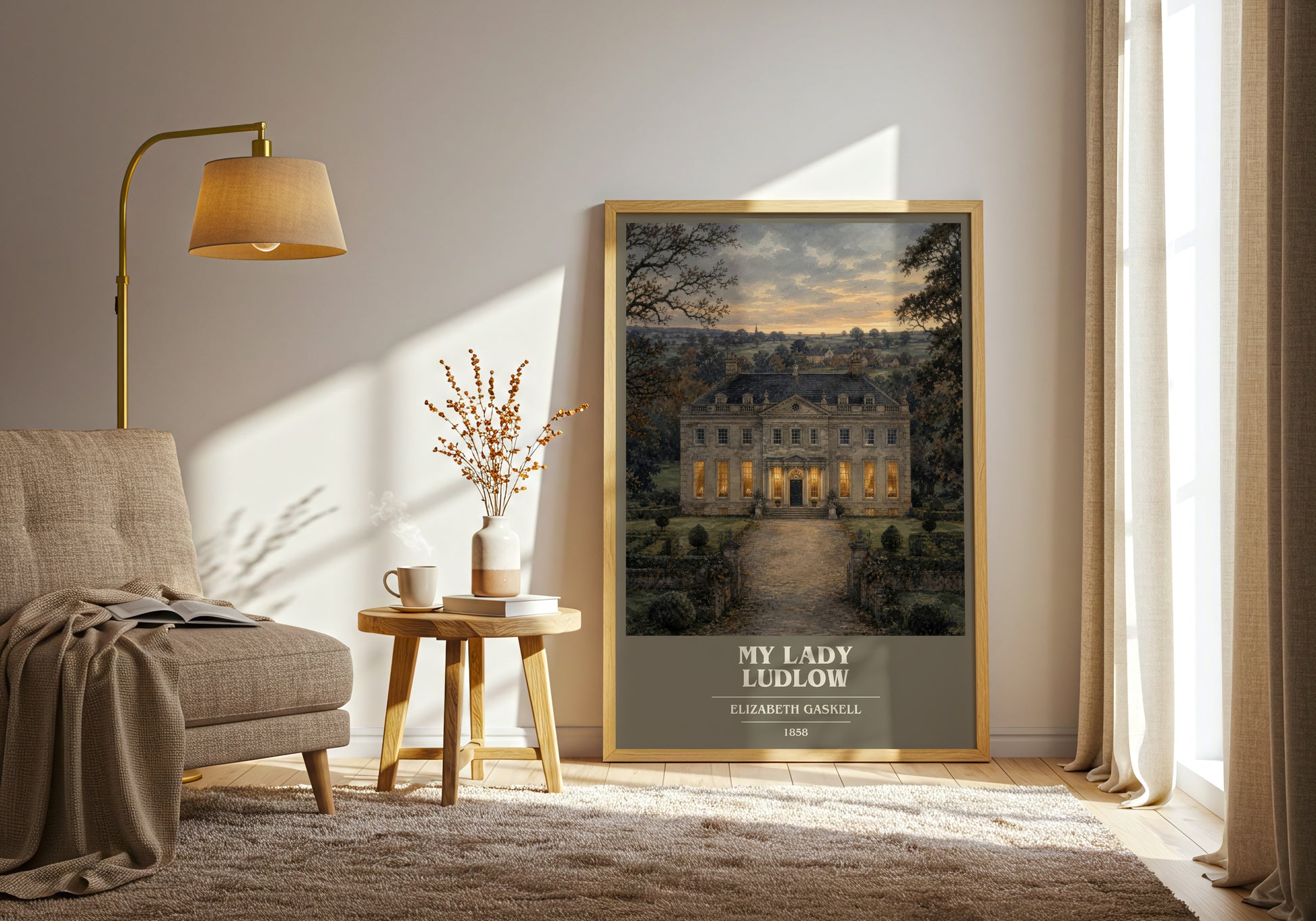 My Lady Ludlow book cover print on bookshelf – Elizabeth Gaskell fan gift