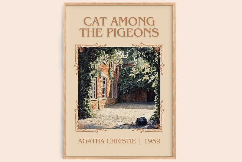 Cat Among the Pigeons classic book art book poster by Agatha Christie – framed literary art print