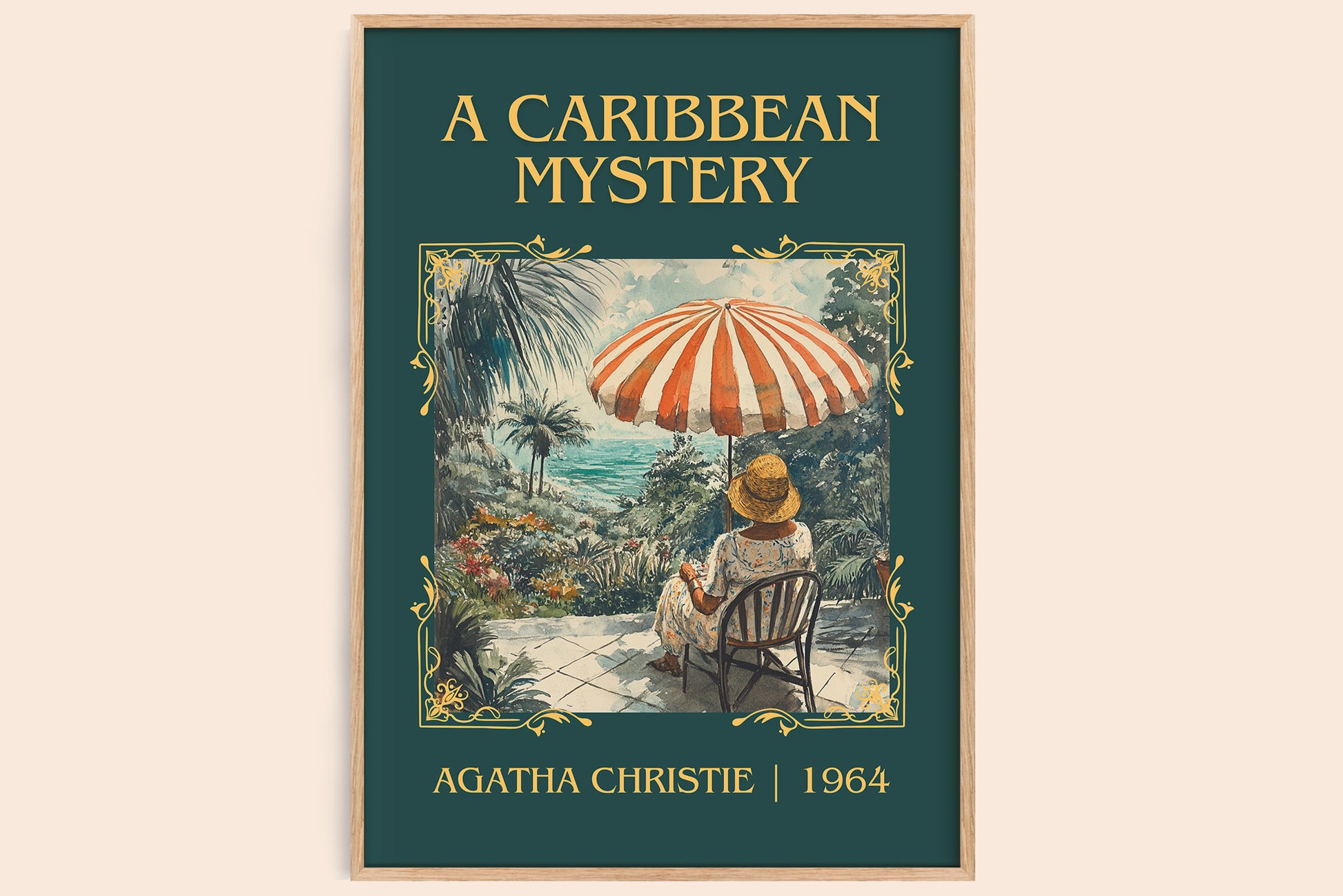 A Caribbean Mystery classic book art book poster by Agatha Christie – framed literary art print