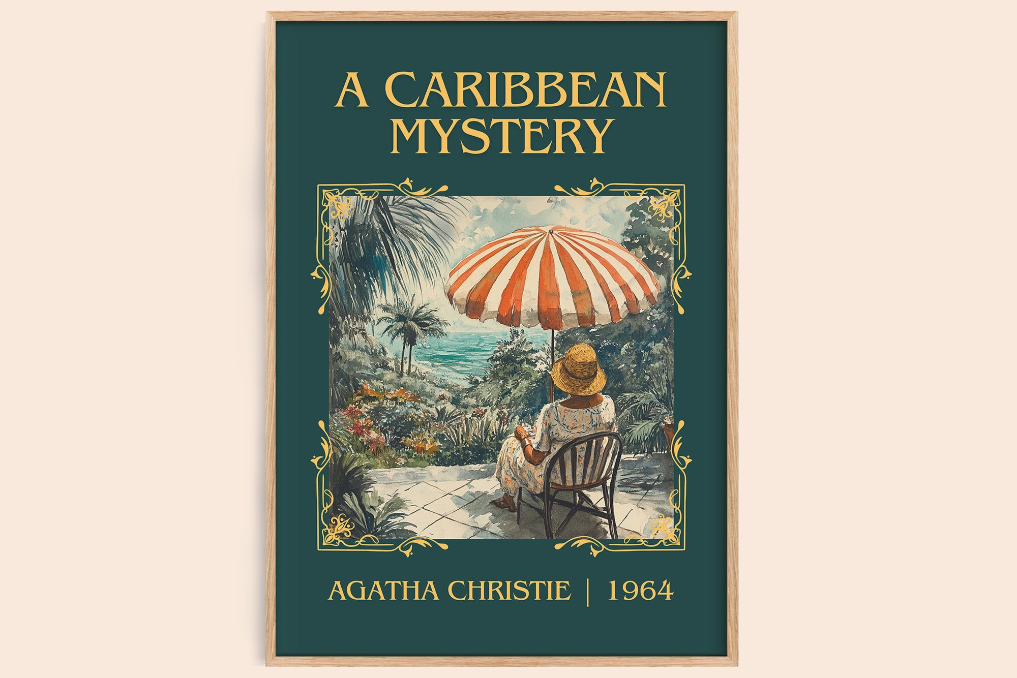 A Caribbean Mystery classic book art book poster by Agatha Christie – framed literary art print