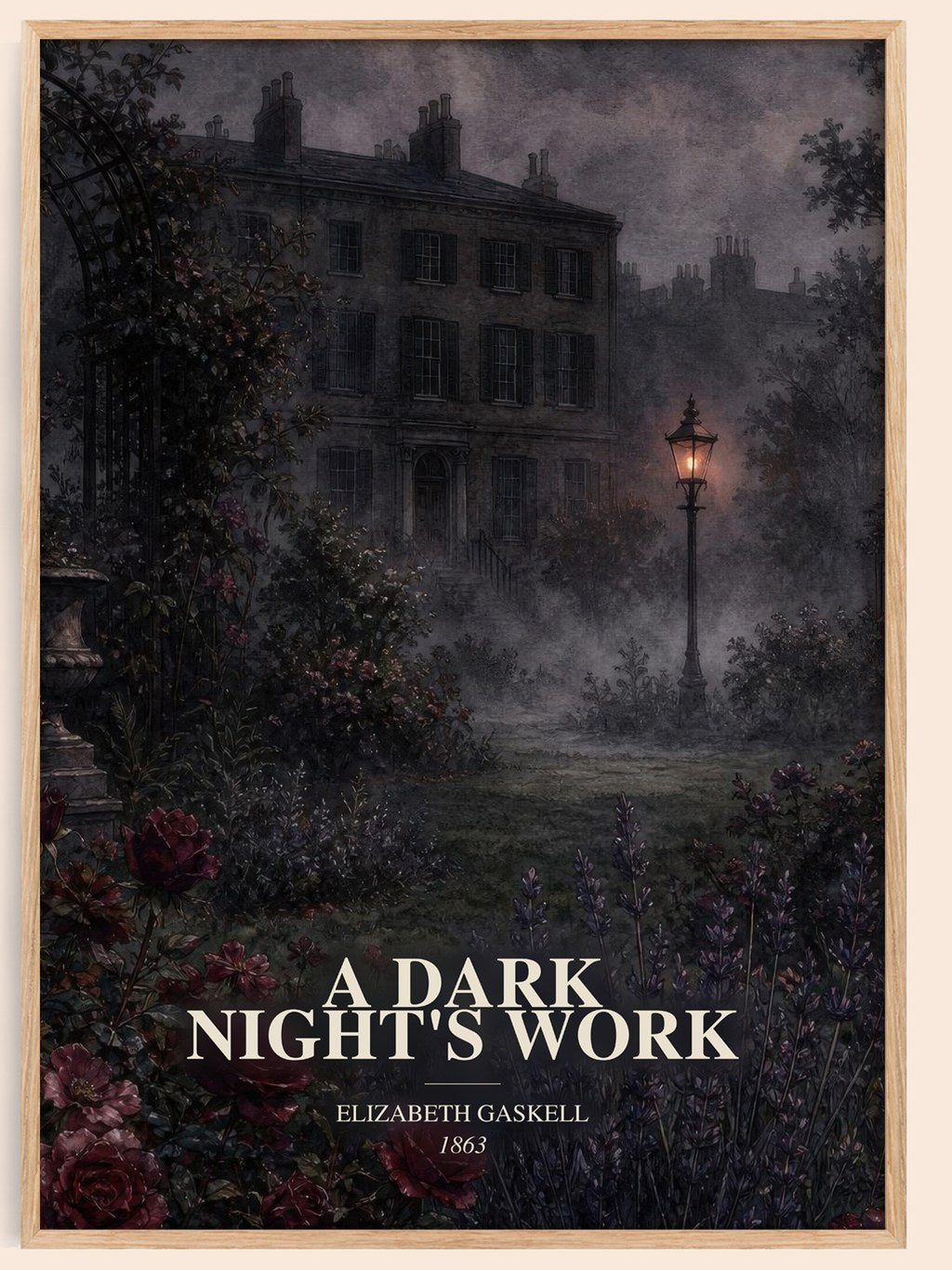 A Dark Night'S Work watercolour book poster by Elizabeth Gaskell – framed literary art print