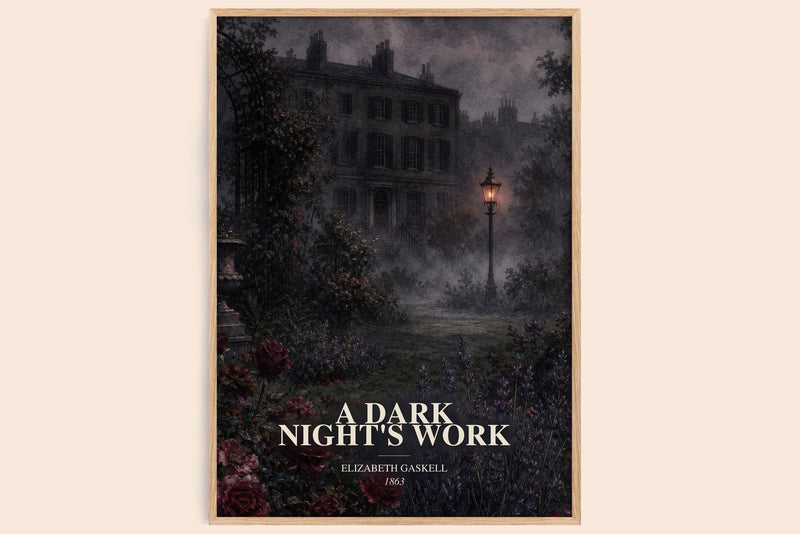 A Dark Night'S Work watercolour book poster by Elizabeth Gaskell – framed literary art print
