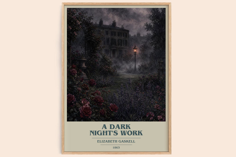 A Dark Night'S Work book cover book poster by Elizabeth Gaskell – framed literary art print