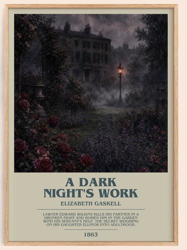 A Dark Night'S Work bookish book poster by Elizabeth Gaskell – framed literary art print