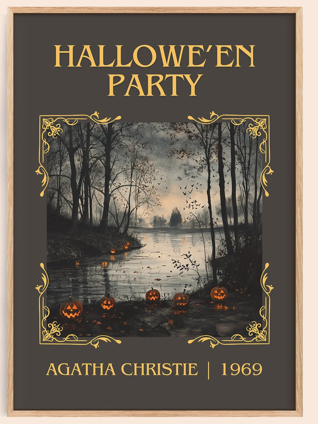Hallowe'en Party classic book art book poster by Agatha Christie – framed literary art print