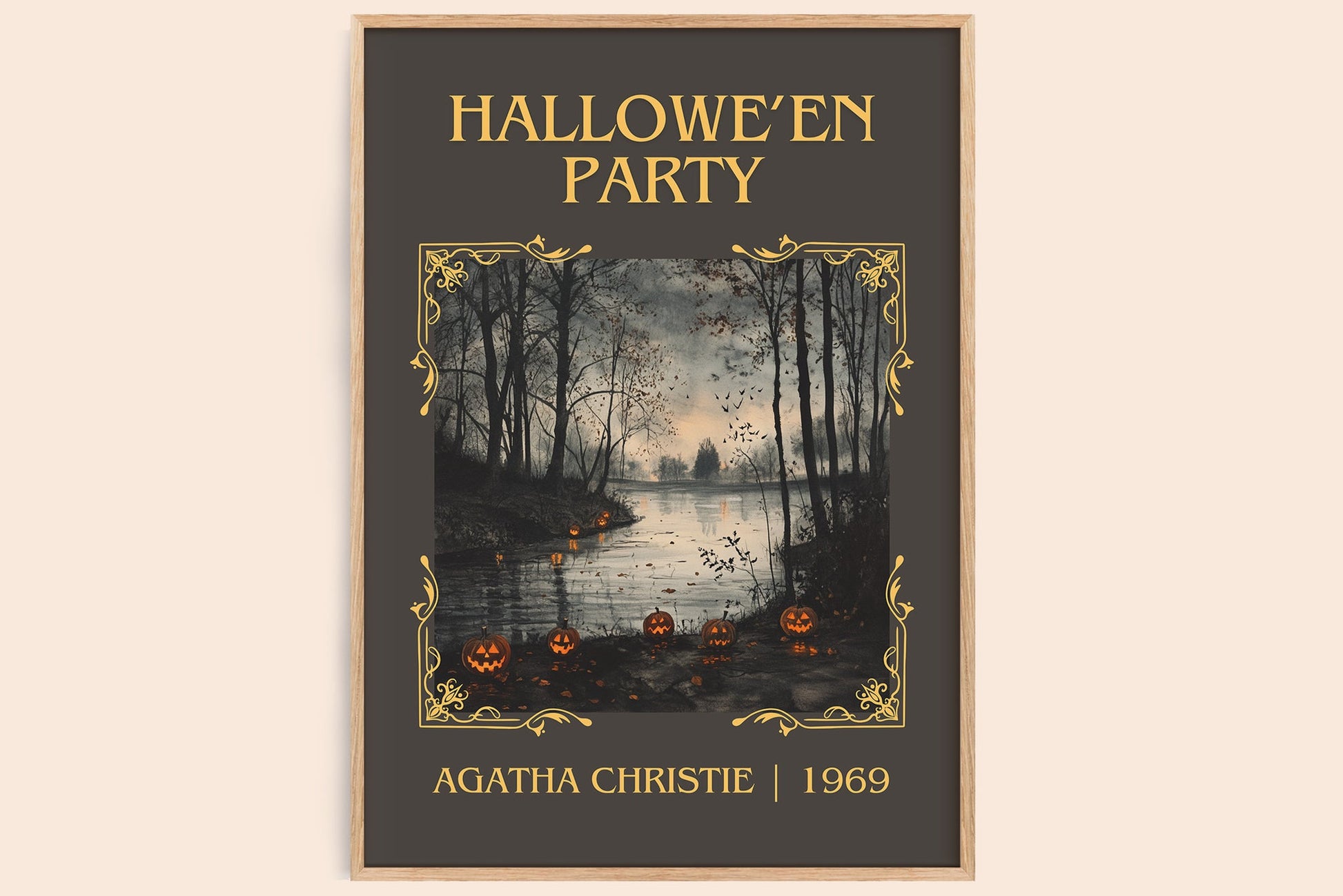 Hallowe'en Party classic book art book poster by Agatha Christie – framed literary art print