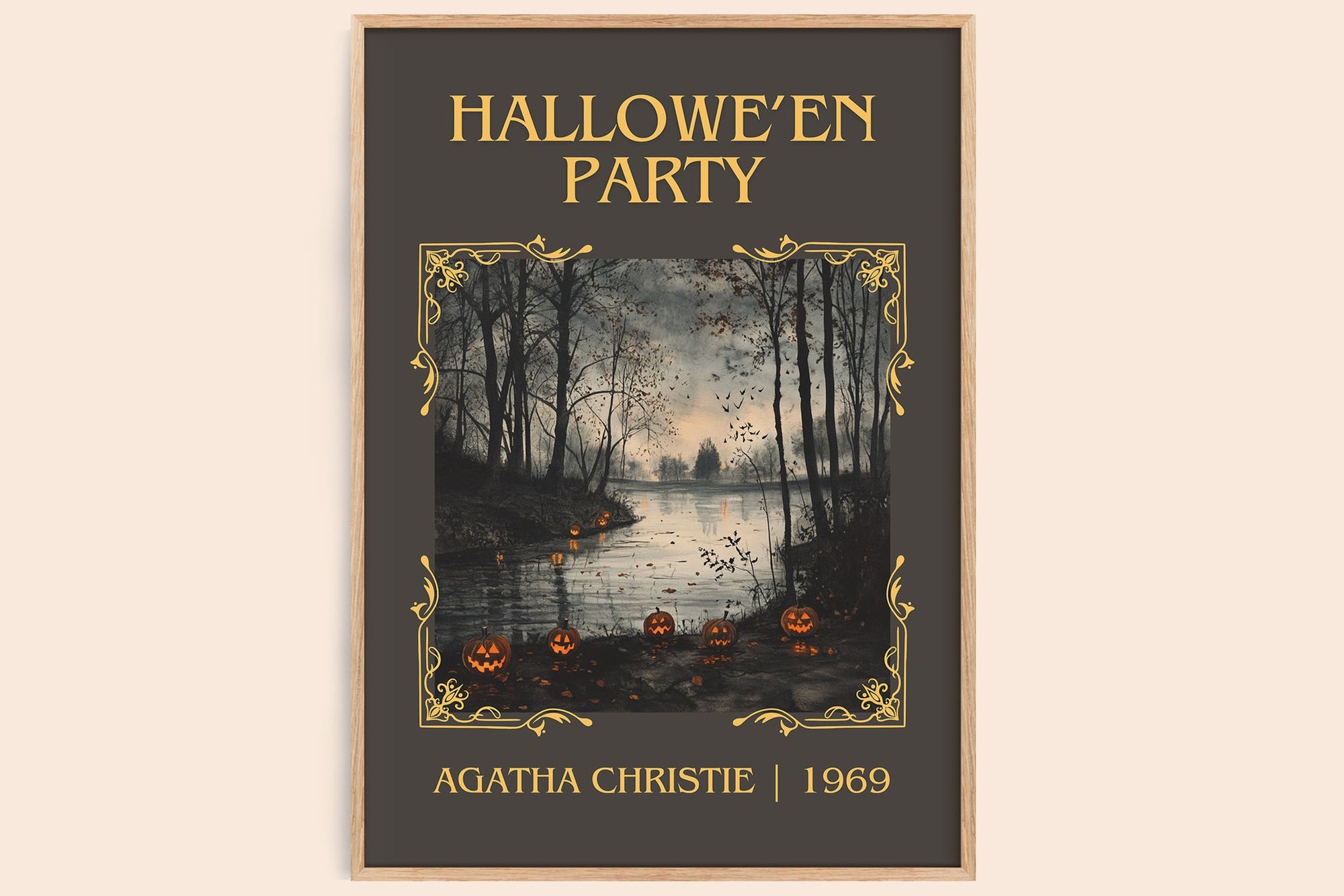Hallowe'en Party classic book art book poster by Agatha Christie – framed literary art print