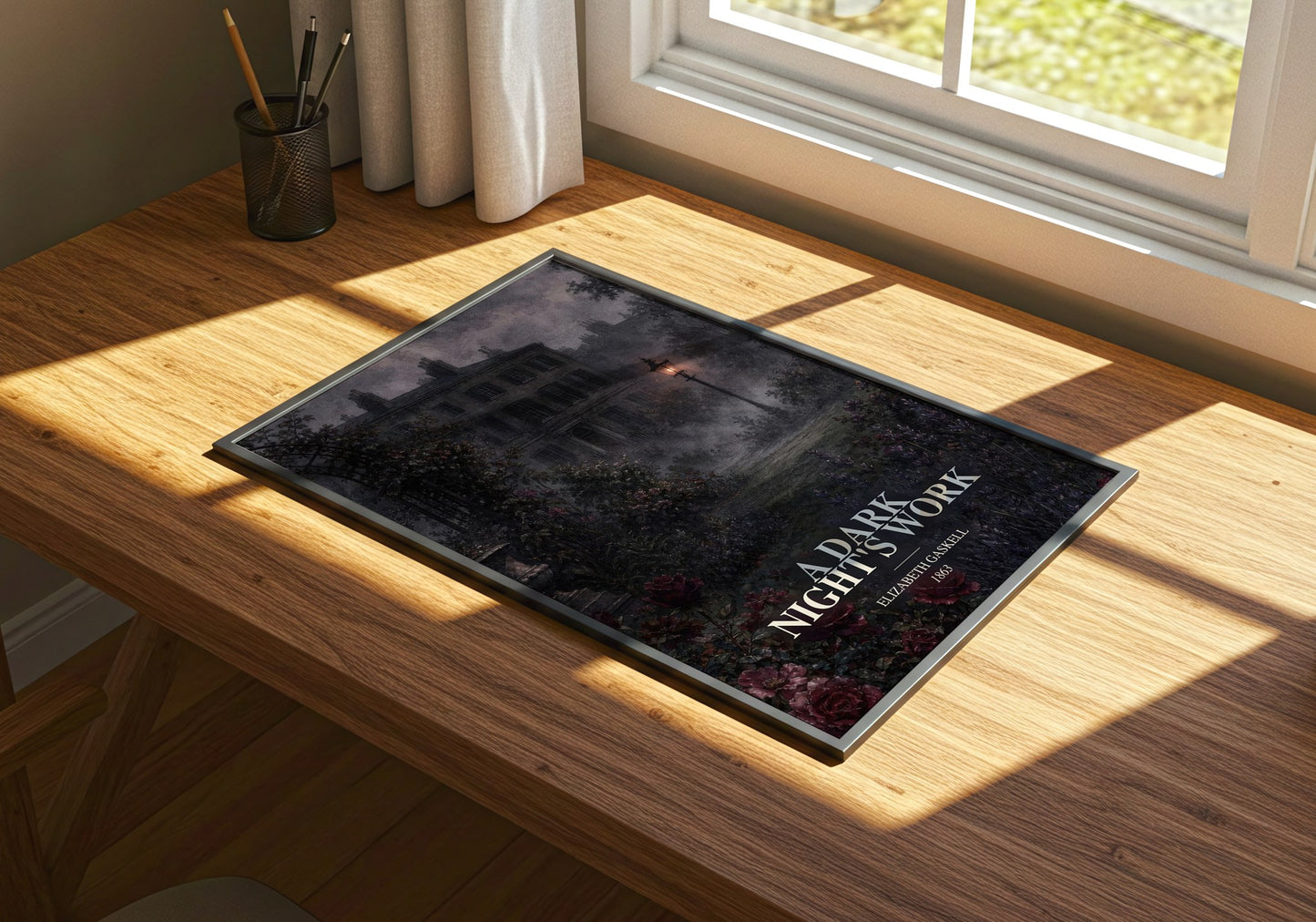 A Dark Night'S Work watercolour book poster framed on wall – mystery wall art