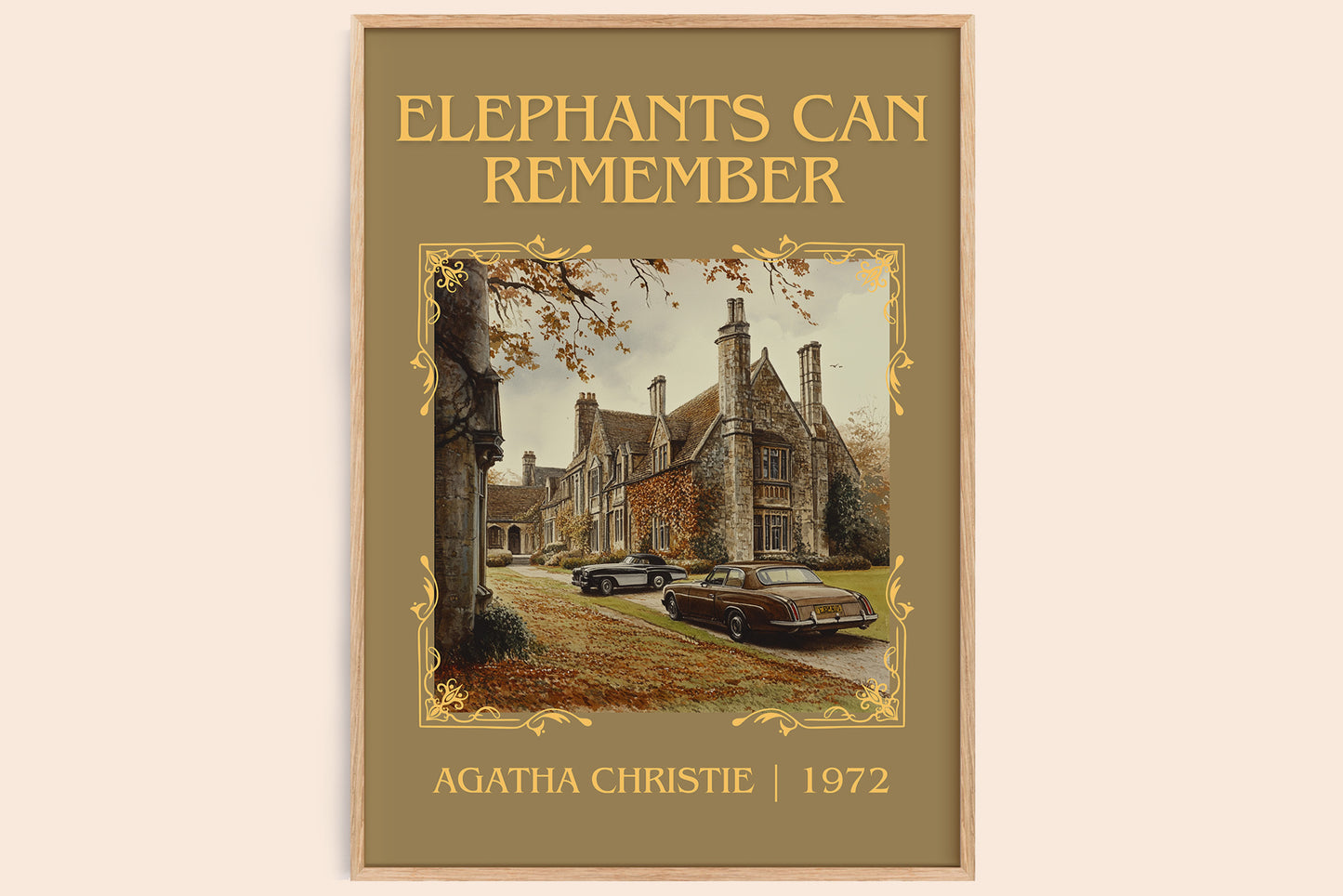 Elephants Can Remember classic book art book poster by AGATHA CHRISTIE – framed literary art print