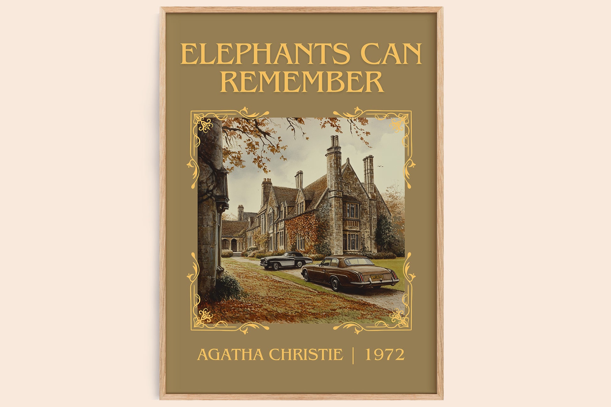 Elephants Can Remember classic book art book poster by AGATHA CHRISTIE – framed literary art print