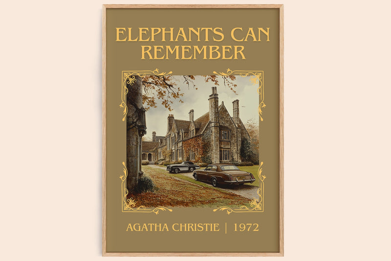 Elephants Can Remember classic book art book poster by AGATHA CHRISTIE – framed literary art print