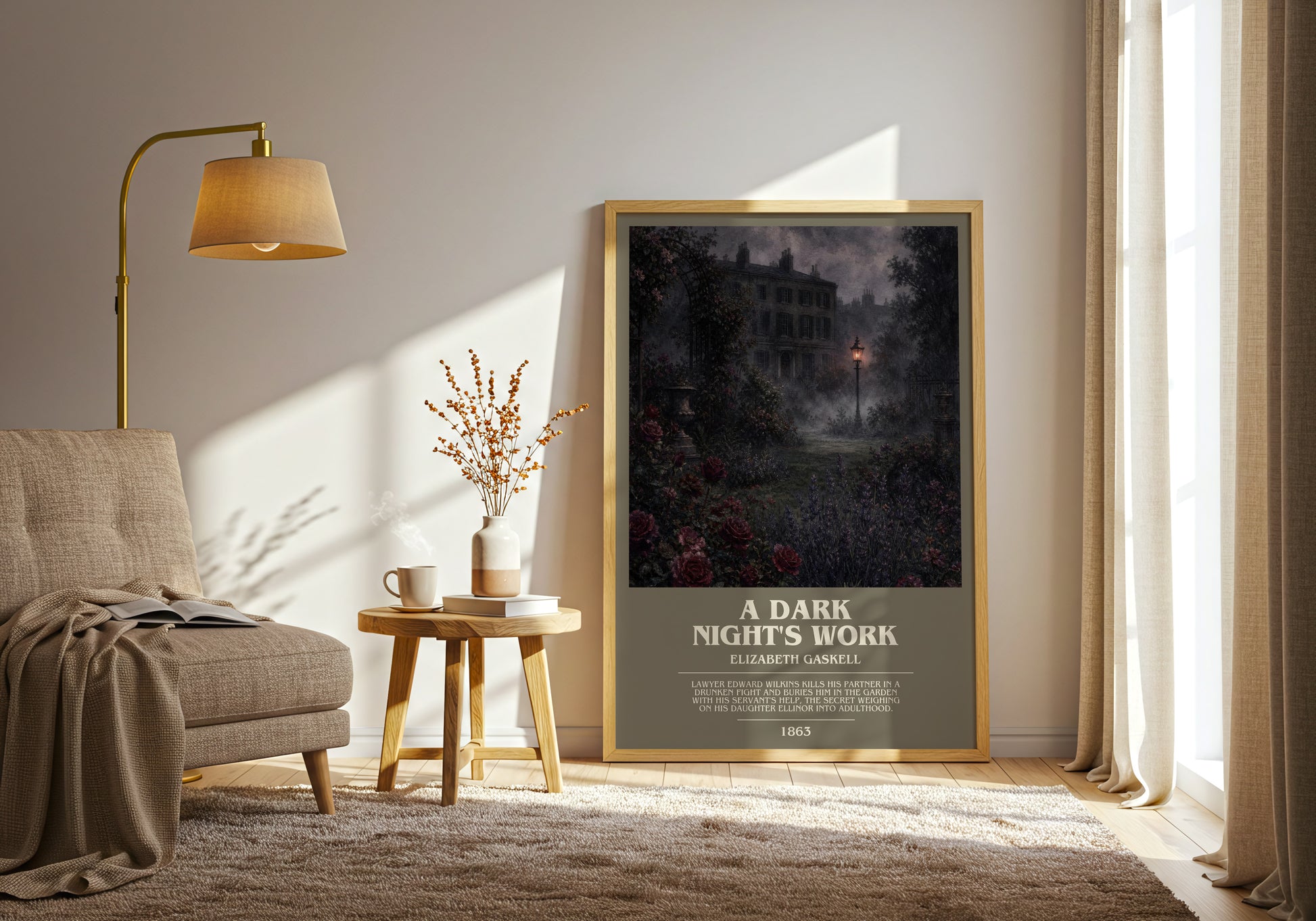 A Dark Night'S Work bookish print on bookshelf – Elizabeth Gaskell fan gift