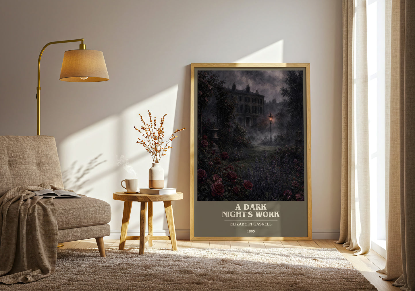 A Dark Night'S Work book cover print on bookshelf – Elizabeth Gaskell fan gift