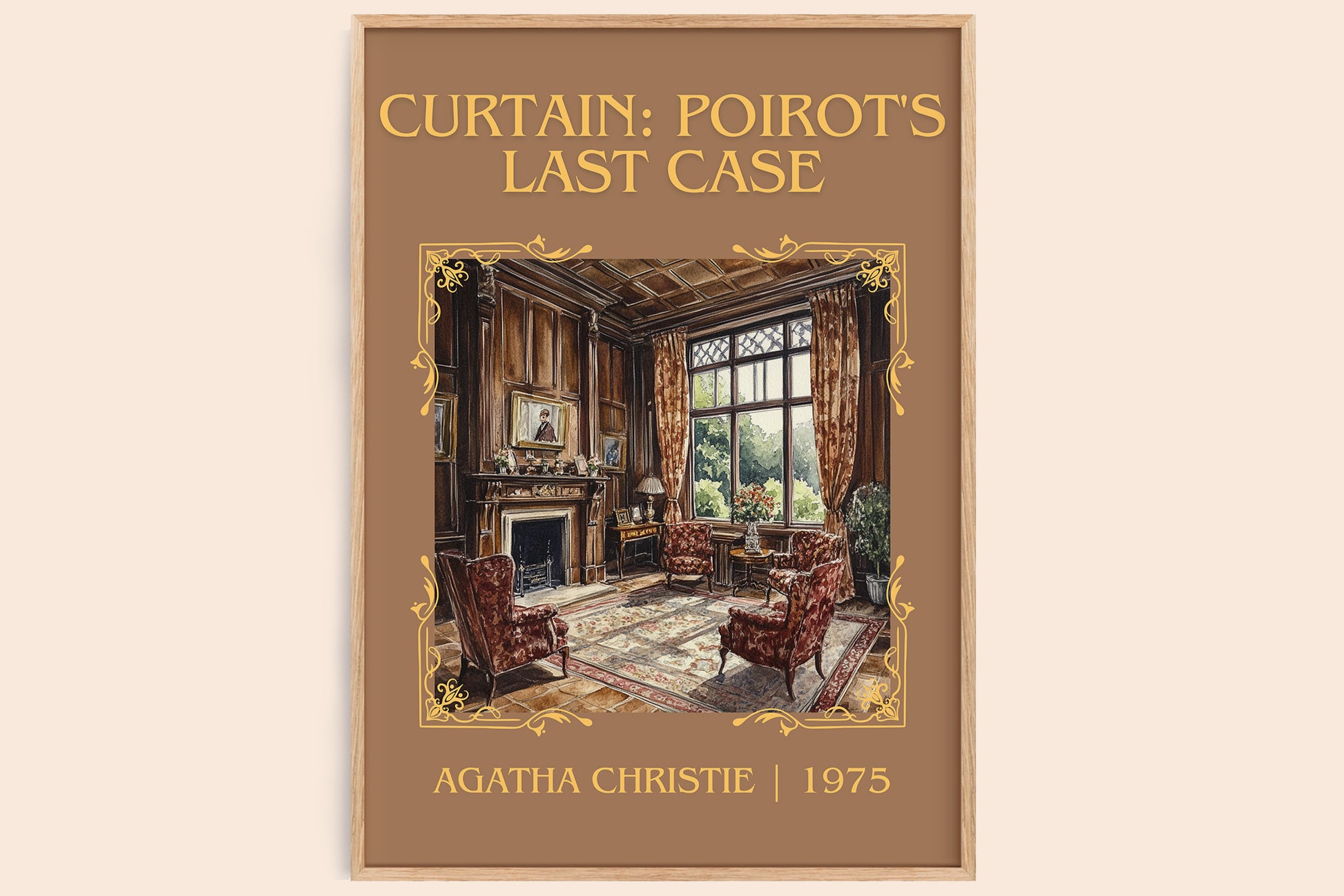 Curtain: Poirot's Last Case classic book art book poster by Agatha Christie – framed literary art print