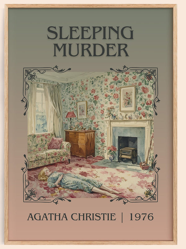 Sleeping Murder classic book art book poster by Agatha Christie – framed literary art print