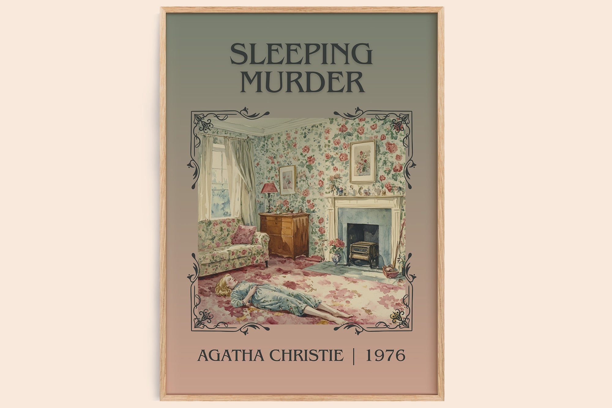 Sleeping Murder classic book art book poster by Agatha Christie – framed literary art print