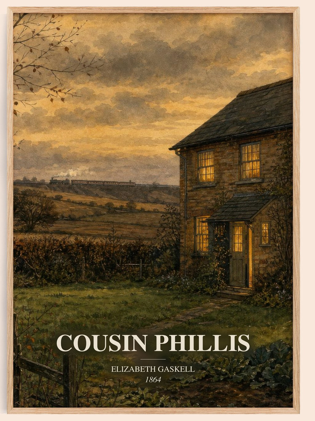 Cousin Phillis watercolour book poster by Elizabeth Gaskell – framed literary art print