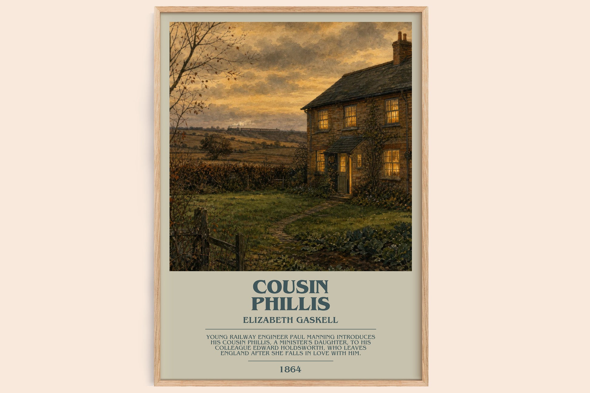 Cousin Phillis bookish book poster by Elizabeth Gaskell – framed literary art print
