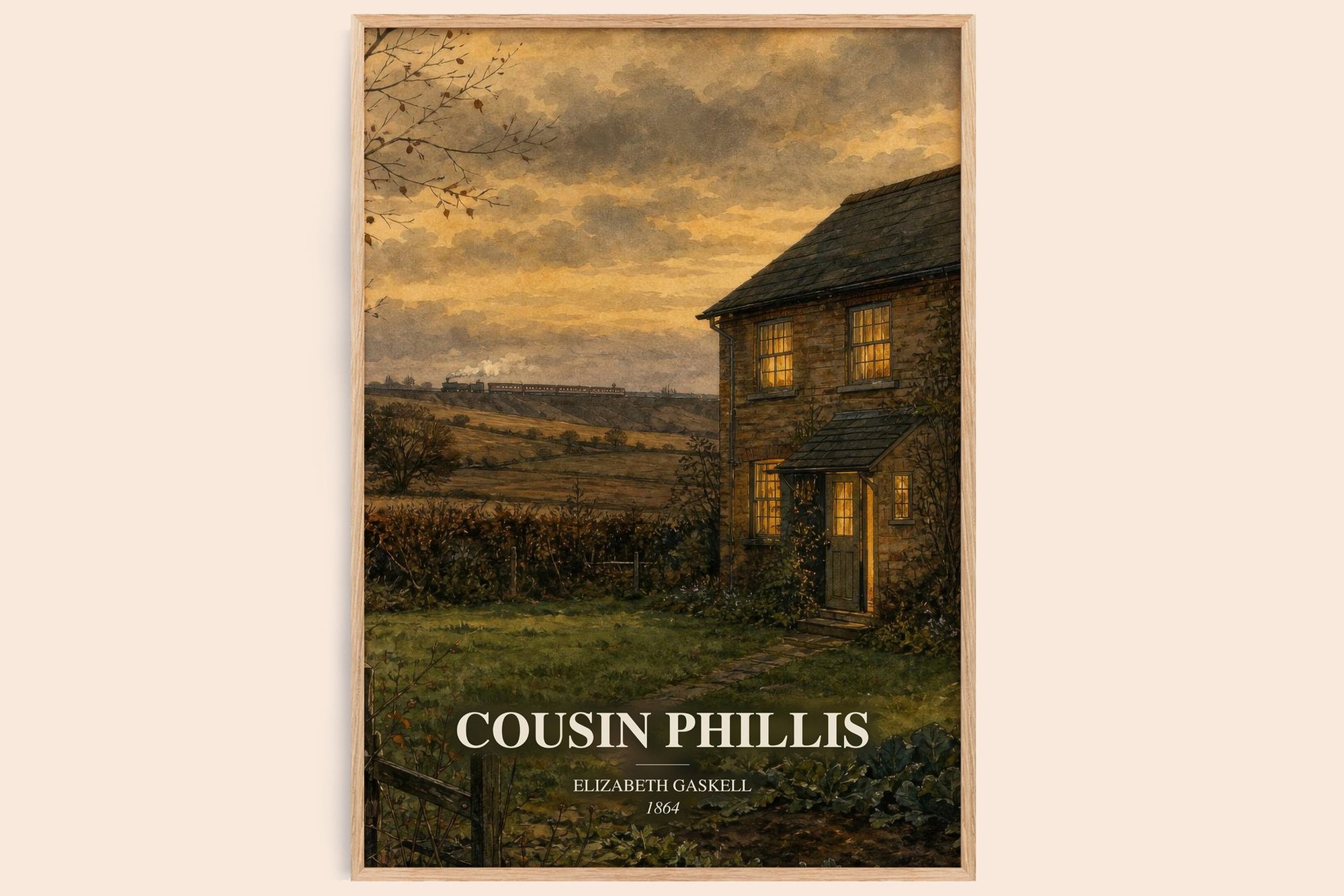 Cousin Phillis watercolour book poster by Elizabeth Gaskell – framed literary art print