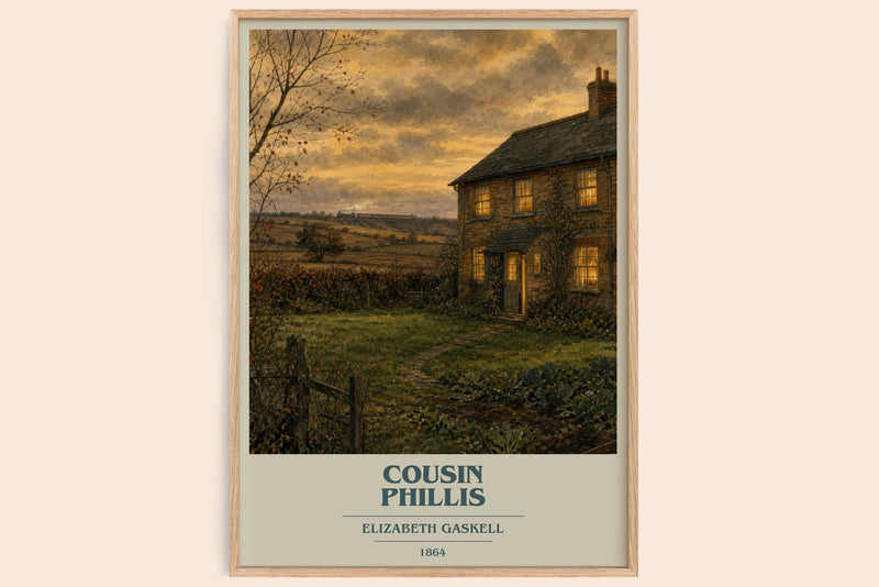 Cousin Phillis book cover book poster by Elizabeth Gaskell – framed literary art print