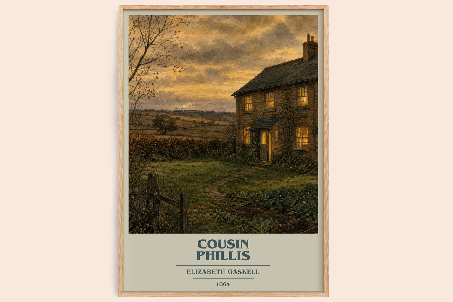 Cousin Phillis book cover book poster by Elizabeth Gaskell – framed literary art print
