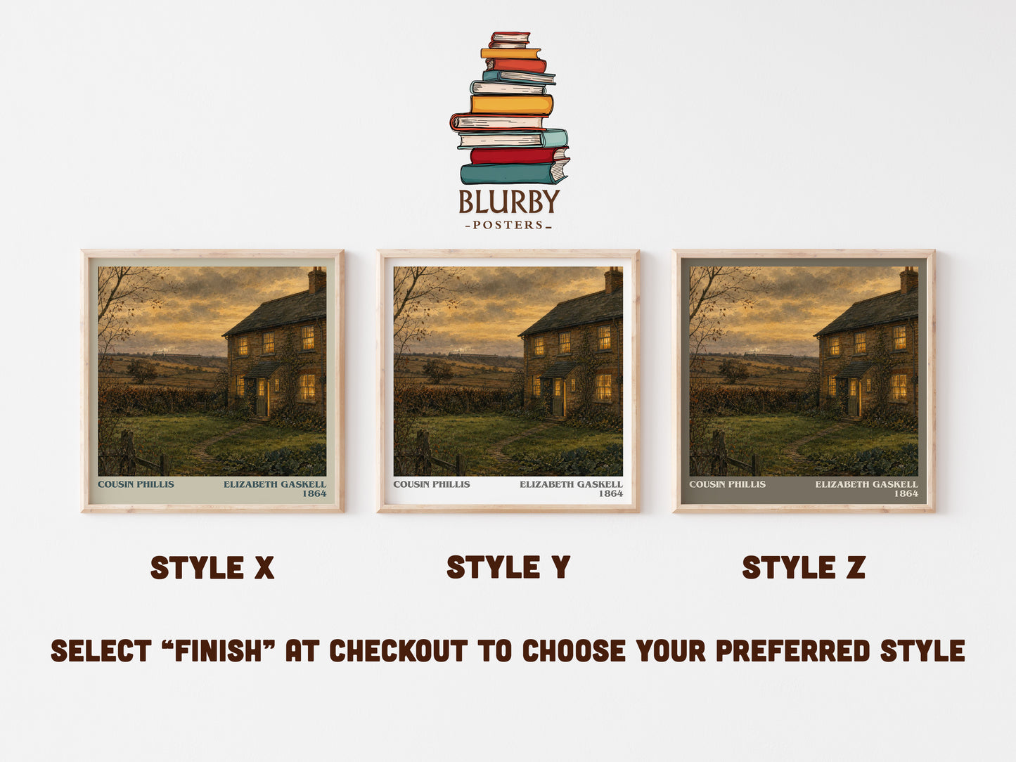Cousin Phillis literary print in frame leaning in hallway – classic literature wall art