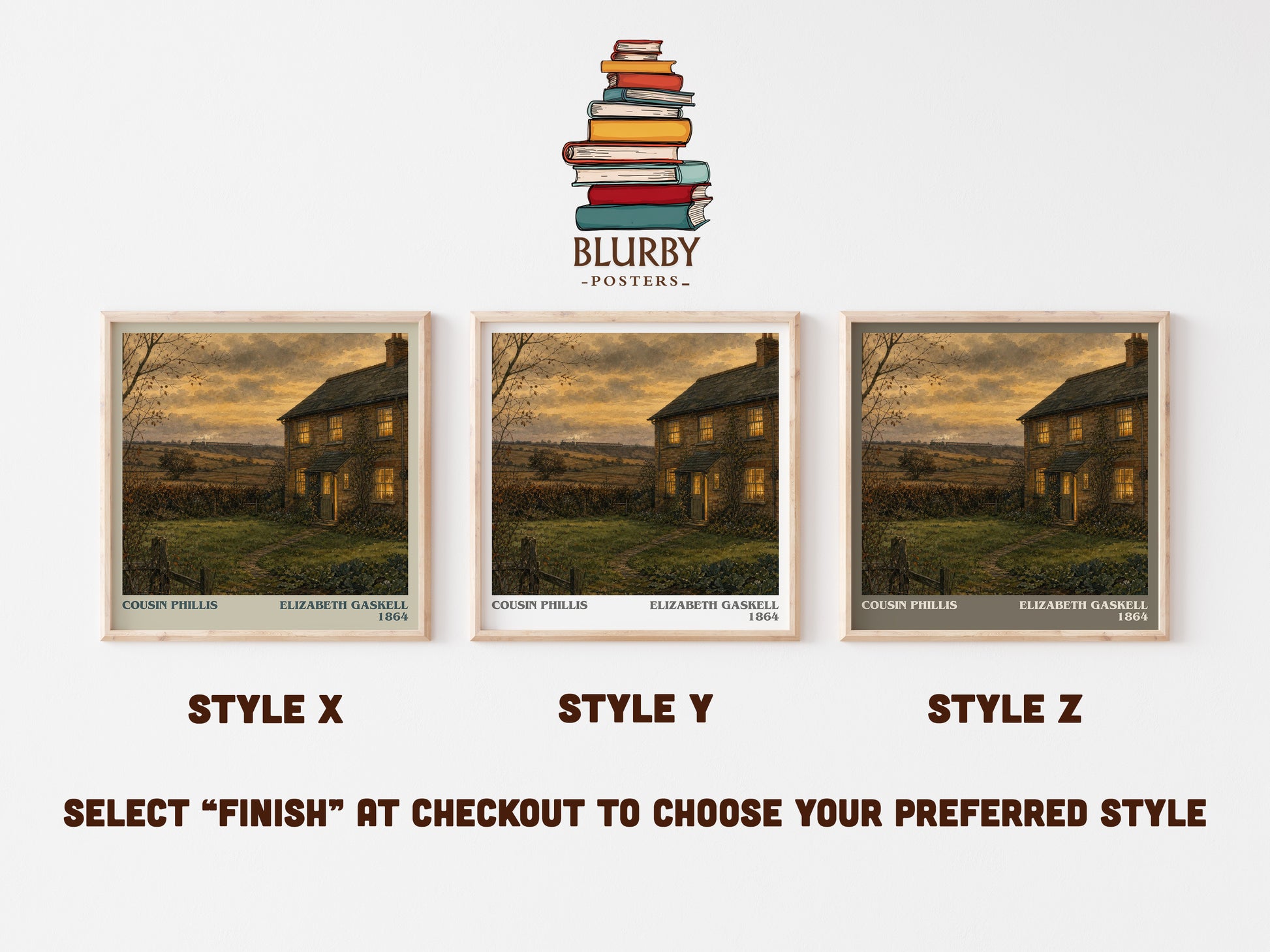 Cousin Phillis literary print in frame leaning in hallway – classic literature wall art