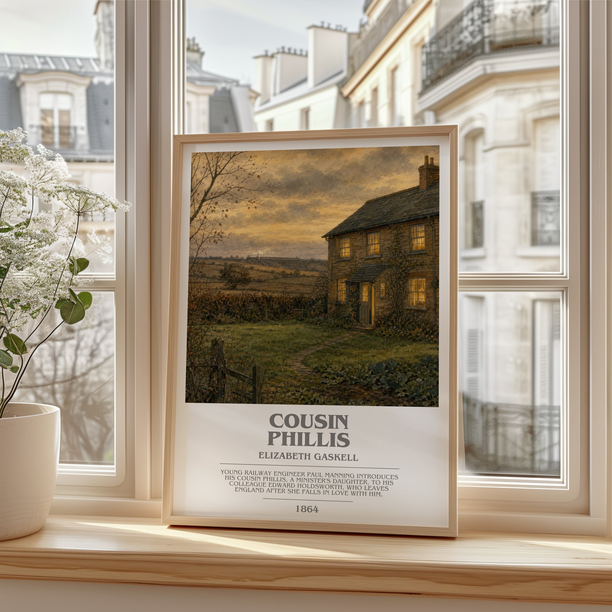 Cousin Phillis bookish poster colour and style options – Elizabeth Gaskell book art