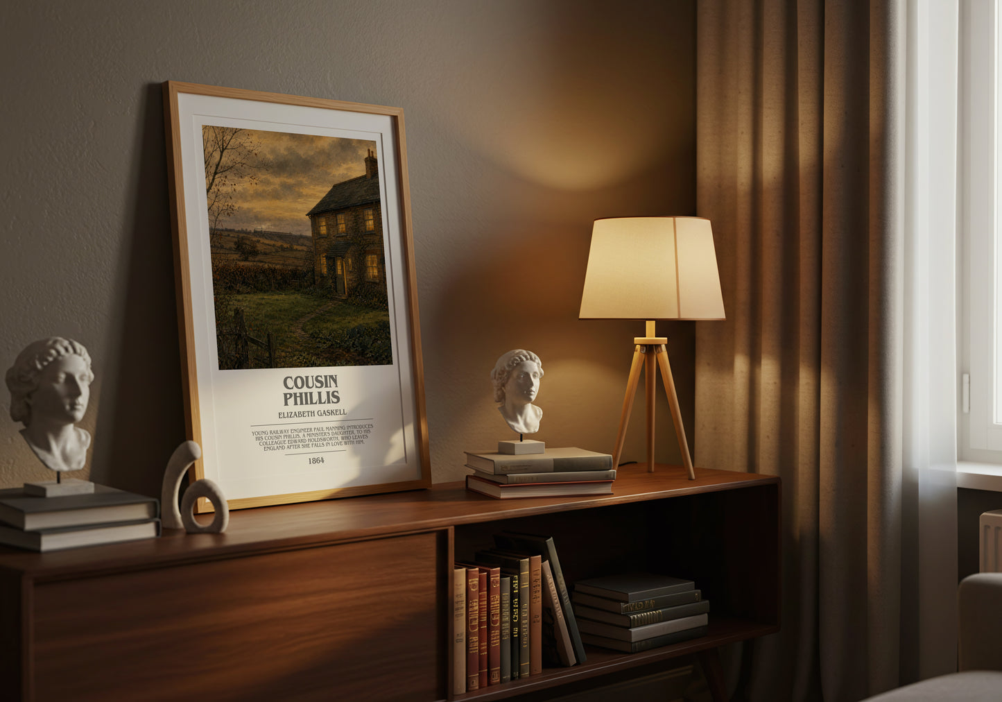 Cousin Phillis bookish book poster framed on wall – classic literature wall art