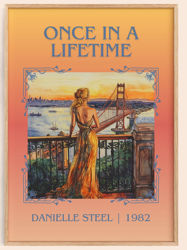 Once in a Lifetime classic book art book poster by Danielle Steel – framed literary art print