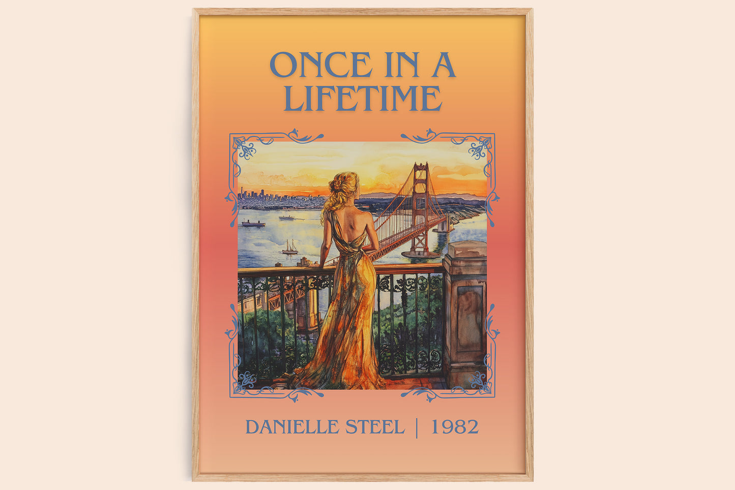 Once in a Lifetime classic book art book poster by Danielle Steel – framed literary art print