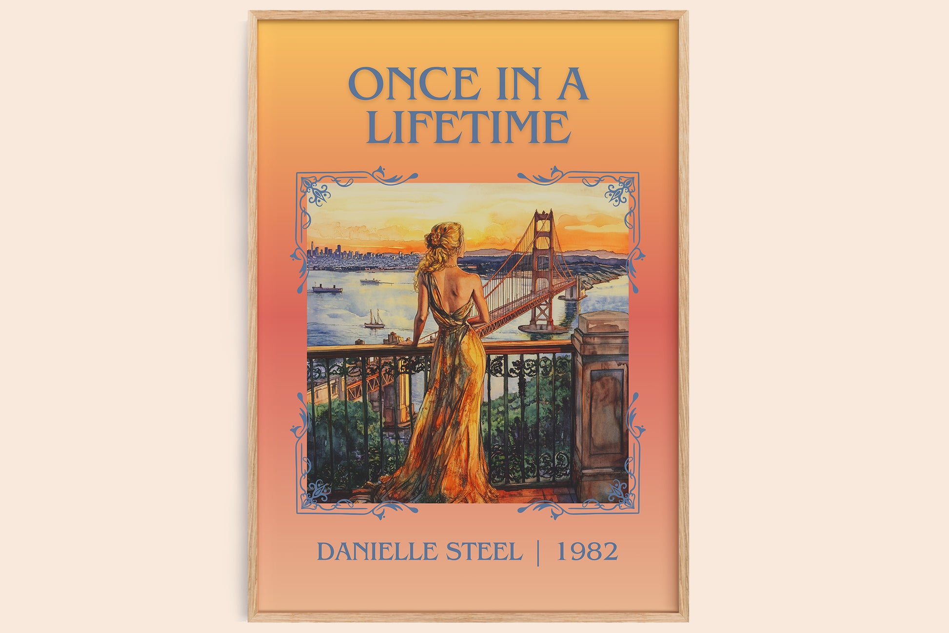 Once in a Lifetime classic book art book poster by Danielle Steel – framed literary art print