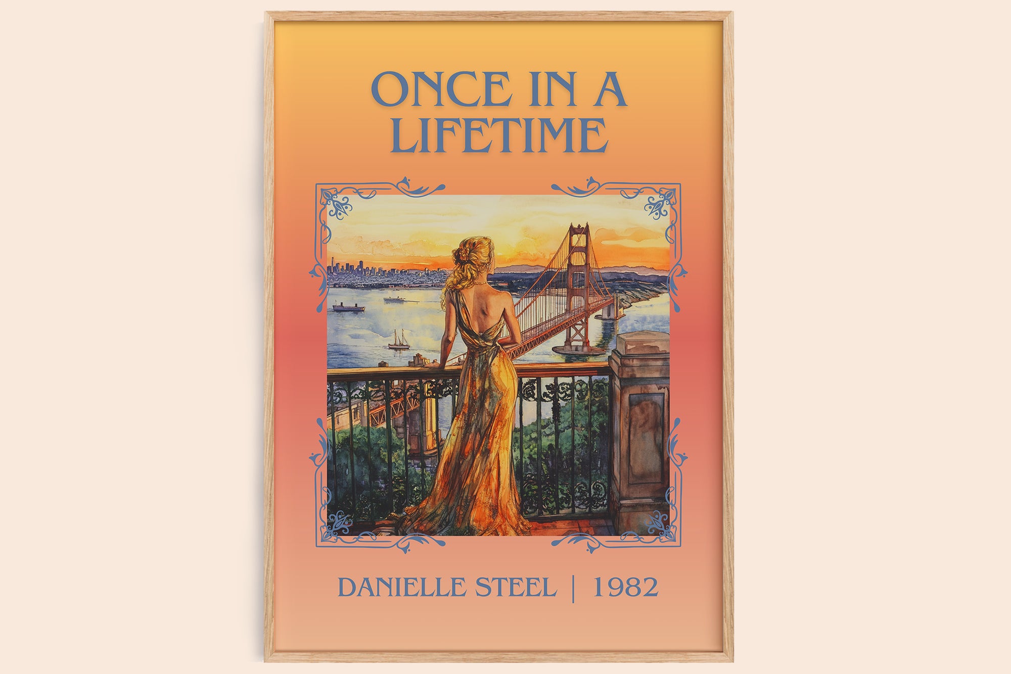 Once in a Lifetime classic book art book poster by Danielle Steel – framed literary art print